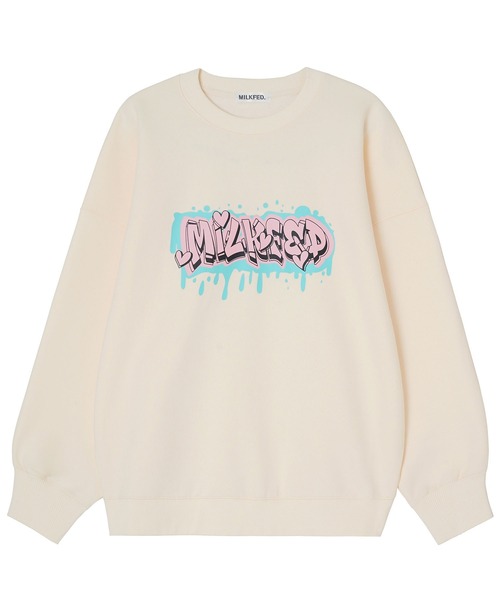 MILKFED.(ミルクフェド)の「GRAFFITI BIGSWEAT TOP(スウェット・レディース・ライトブルー/ブラック/オフホワイト/ライトパープル・ONE SIZE)」の11枚目の写真
