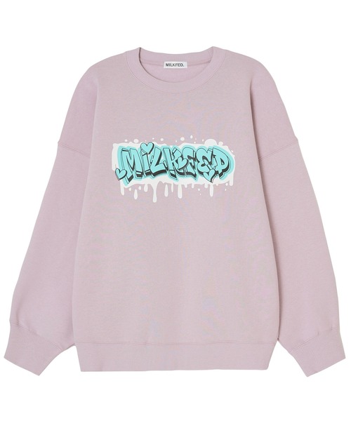 MILKFED.(ミルクフェド)の「GRAFFITI BIGSWEAT TOP(スウェット・レディース・ライトブルー/ブラック/オフホワイト/ライトパープル・ONE SIZE)」の8枚目の写真