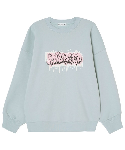 MILKFED.(ミルクフェド)の「GRAFFITI BIGSWEAT TOP(スウェット・レディース・ライトブルー/ブラック/オフホワイト/ライトパープル・ONE SIZE)」の14枚目の写真