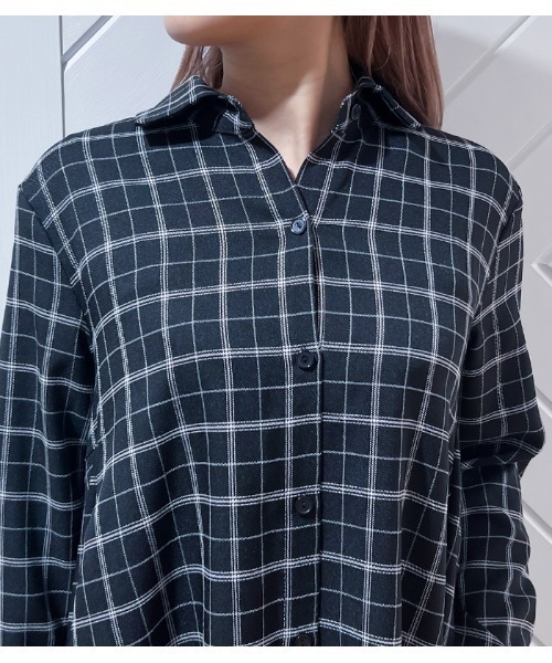 GALENA（ガレナ）の「【GALENA/ガレナ】チェック柄アシメトリーAラインシャツワンピース（ワンピース・レディース・ブラック・FREE）」の15枚目の写真