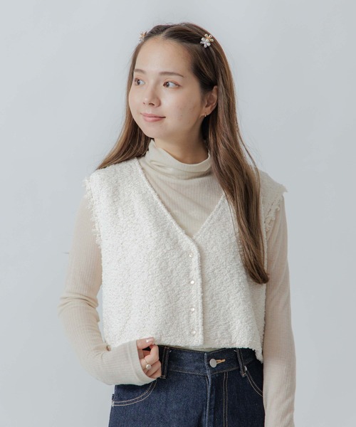 flower（フラワー）の「フラッフィ―レースベスト（ベスト・レディース・アイボリー/ピンク・FREE）」の19枚目の写真