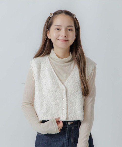 flower（フラワー）の「フラッフィ―レースベスト（ベスト・レディース・アイボリー/ピンク・FREE）」の14枚目の写真