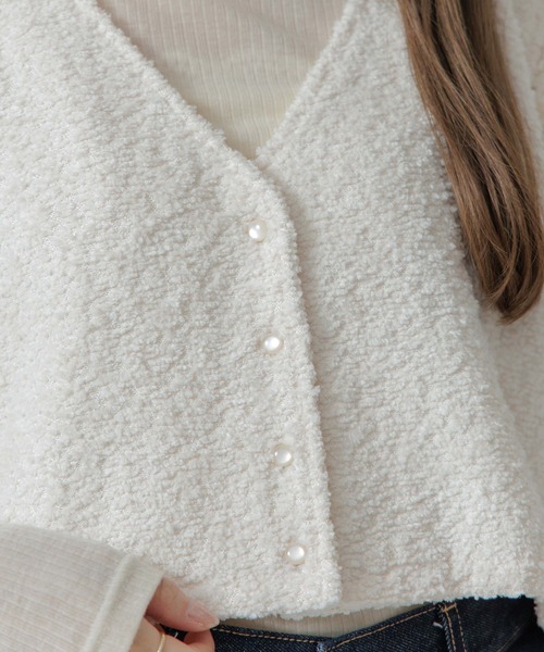 flower（フラワー）の「フラッフィ―レースベスト（ベスト・レディース・アイボリー/ピンク・FREE）」の3枚目の写真