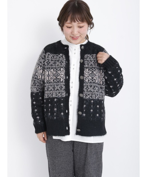 Samansa Mos2（サマンサ モスモス）の「ノルディック柄カーディガン（カーディガン/ボレロ・レディース・ブラウン/イエロー/チャコール・ﾌﾘ-）」の2枚目の写真