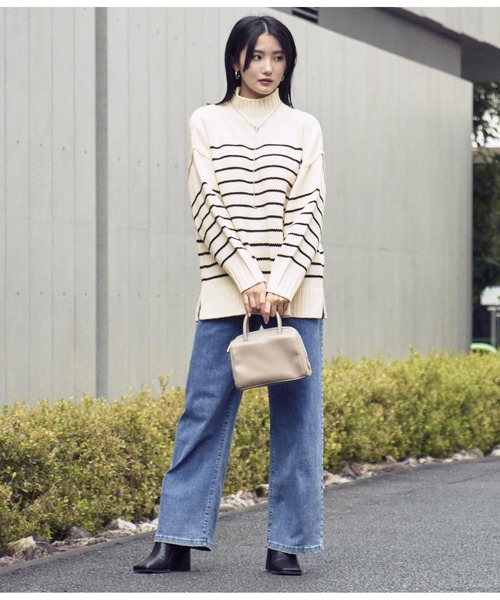 ANAP(アナップ)の「ボーダーハイネックニットトップスセーター(ニット/セーター・レディース・ネイビー/オフホワイト/ブラック・FREE)」の8枚目の写真