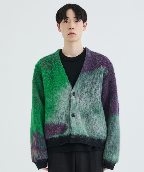 WRAPINKNOT（ラッピンノット）の「OIL PAINTING IMAGE MOHAIR CARDIGAN（カーディガン/ボレロ・メンズ・グリーン・2/3）」の4枚目の写真