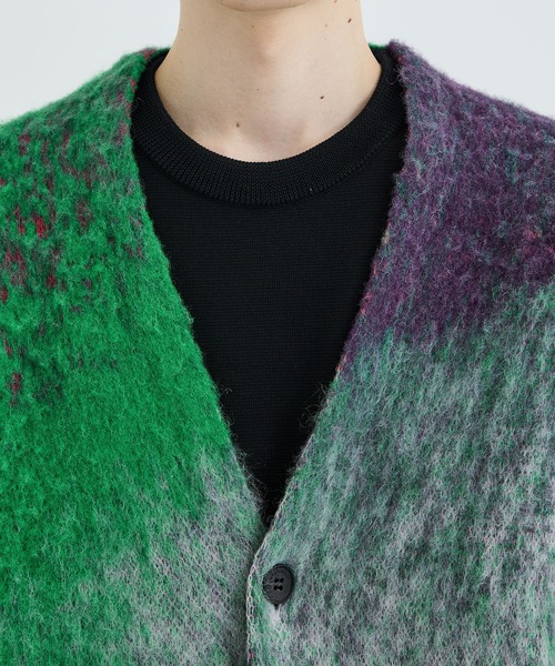WRAPINKNOT（ラッピンノット）の「OIL PAINTING IMAGE MOHAIR CARDIGAN（カーディガン/ボレロ・メンズ・グリーン・2/3）」の7枚目の写真