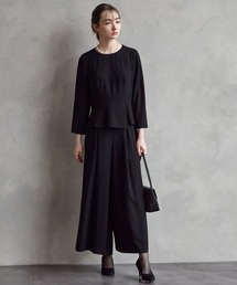 AIMER（エメ）の「【喪服・礼服】ペプラムブラウス×ワイドパンツブラックフォーマルセットアップ（スーツセット）」