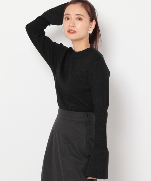 mysty woman（ミスティウーマン）の「ベルスリーブラメニット 183870（ニット/セーター・レディース・ピンク/ライトベージュ/ブルー/ブラック・FREE）」の19枚目の写真