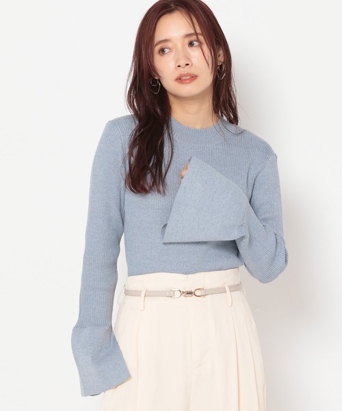 mysty woman（ミスティウーマン）の「ベルスリーブラメニット 183870（ニット/セーター・レディース・ピンク/ライトベージュ/ブルー/ブラック・FREE）」の20枚目の写真