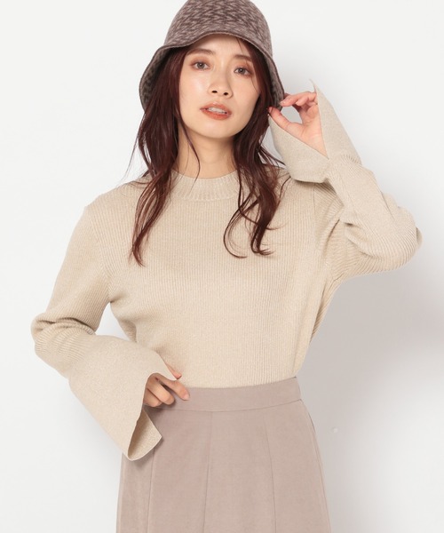 mysty woman（ミスティウーマン）の「ベルスリーブラメニット 183870（ニット/セーター・レディース・ピンク/ライトベージュ/ブルー/ブラック・FREE）」の21枚目の写真