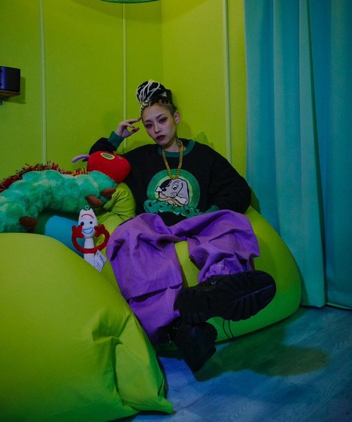 GALFY/ガルフィー】カラフルデニムカーゴパンツ