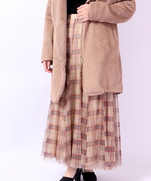 TRANOI（トラノイ）の「TRANOI. チュールスカート チェック（スカート