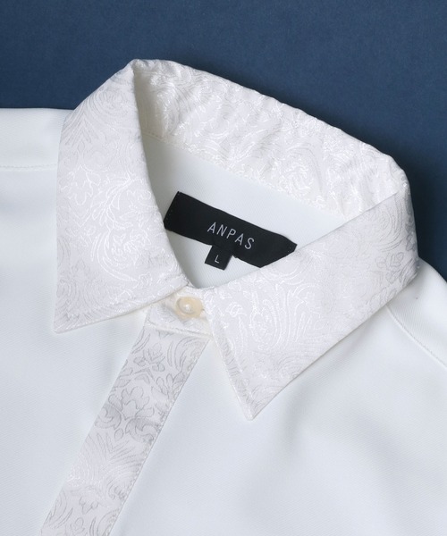 ANPAS(アンパス)の「ANPAS Twill Fabric Oversize Jacquard Separated Shirt/ANPAS 別注 ツイル オーバーサイズ ジャガード クレリックシャツ(シャツ/ブラウス・メンズ・ホワイト/ライトグレー/ワイン/グレイッシュベージュ/ブラック・M/L)」の7枚目の写真