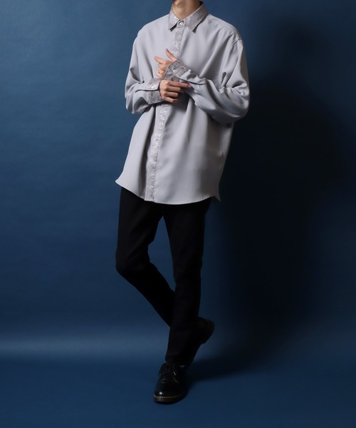 ANPAS(アンパス)の「ANPAS Twill Fabric Oversize Jacquard Separated Shirt/ANPAS 別注 ツイル オーバーサイズ ジャガード クレリックシャツ(シャツ/ブラウス・メンズ・ホワイト/ライトグレー/ワイン/グレイッシュベージュ/ブラック・M/L)」の17枚目の写真