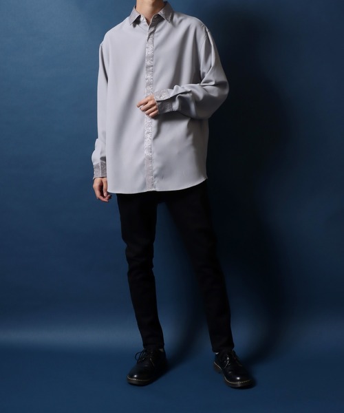 ANPAS(アンパス)の「ANPAS Twill Fabric Oversize Jacquard Separated Shirt/ANPAS 別注 ツイル オーバーサイズ ジャガード クレリックシャツ(シャツ/ブラウス・メンズ・ホワイト/ライトグレー/ワイン/グレイッシュベージュ/ブラック・M/L)」の16枚目の写真