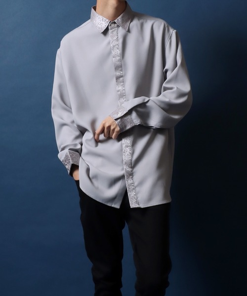 ANPAS(アンパス)の「ANPAS Twill Fabric Oversize Jacquard Separated Shirt/ANPAS 別注 ツイル オーバーサイズ ジャガード クレリックシャツ(シャツ/ブラウス・メンズ・ホワイト/ライトグレー/ワイン/グレイッシュベージュ/ブラック・M/L)」の15枚目の写真