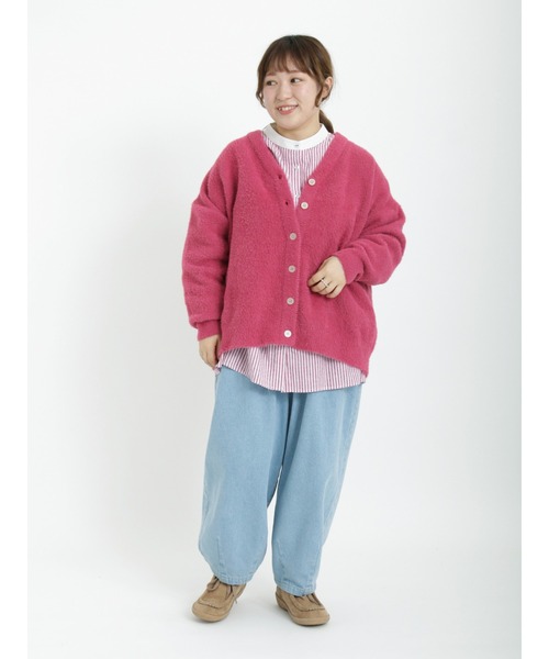 Samansa Mos2（サマンサ モスモス）の「シャギーVネックカーディガン（カーディガン/ボレロ・レディース・ブルー/ブラック/ピンク/ベージュ・ﾌﾘ-）」の5枚目の写真