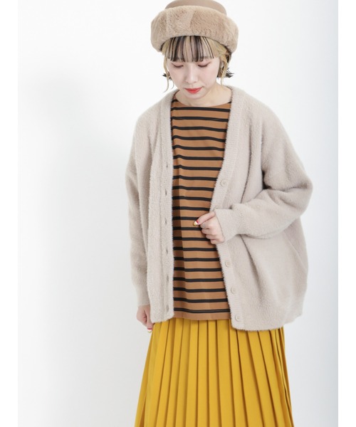 Samansa Mos2（サマンサ モスモス）の「シャギーVネックカーディガン（カーディガン/ボレロ・レディース・ブルー/ブラック/ピンク/ベージュ・ﾌﾘ-）」の15枚目の写真