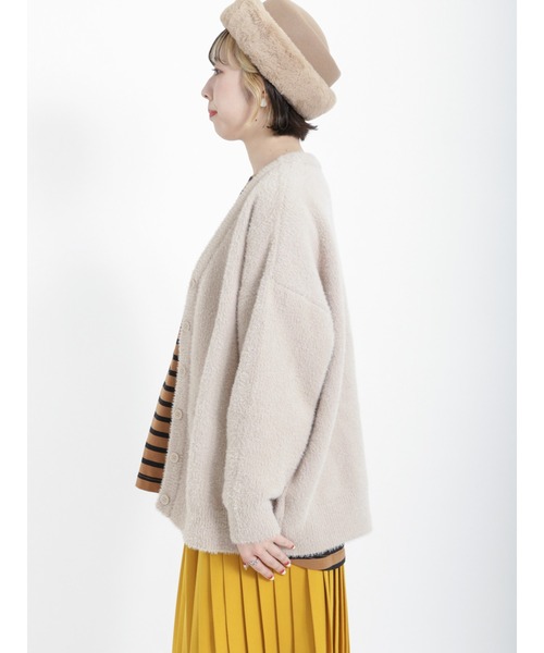 Samansa Mos2（サマンサ モスモス）の「シャギーVネックカーディガン（カーディガン/ボレロ・レディース・ブルー/ブラック/ピンク/ベージュ・ﾌﾘ-）」の17枚目の写真