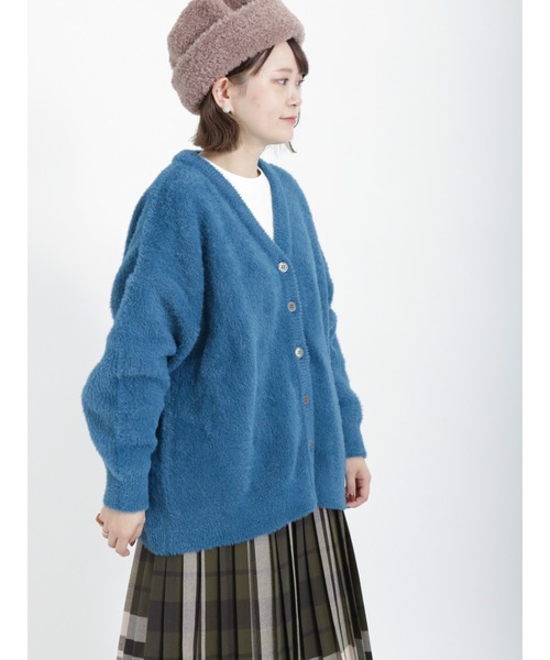 Samansa Mos2（サマンサ モスモス）の「シャギーVネックカーディガン（カーディガン/ボレロ・レディース・ブルー/ブラック/ピンク/ベージュ・ﾌﾘ-）」の11枚目の写真