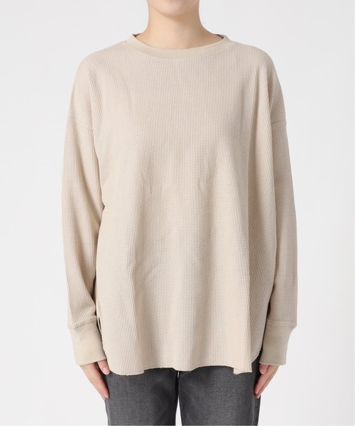 JOURNAL STANDARD relume(ジャーナルスタンダード レリューム)の「《追加9》TCワッフルオーバーサイズロングスリーブTシャツ(Tシャツ/カットソー・レディース・チャコールグレー/ピンク系その他/オートミール/ホワイト系その他/ベージュ・FREE)」の11枚目の写真