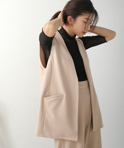 ブージュルード Bou Jeloud カットジョーゼットプルオーバー （BEIGE） ブージュルード Bou Jeloud カットジョーゼットプルオーバー