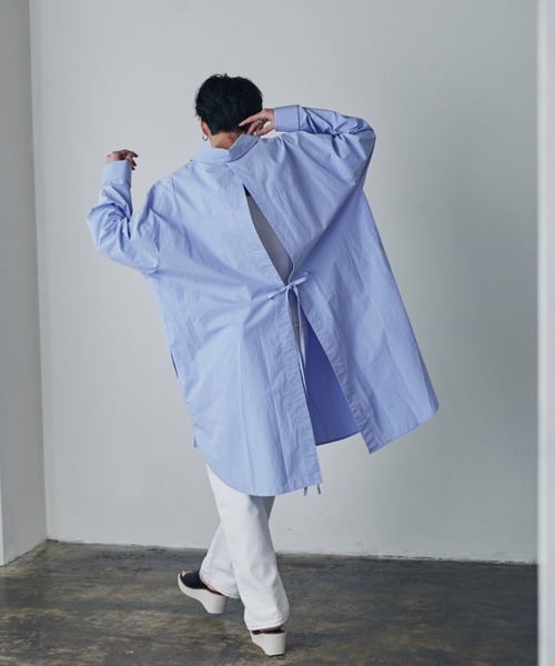 GENE HEAVENS（ジーンヘブンズ）の「(GENE HEAVENS)バックオープンシャツワンピース（ワンピース・レディース・ブルー/ホワイト・ONE SIZE/FREE）」の6枚目の写真