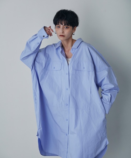 GENE HEAVENS（ジーンヘブンズ）の「(GENE HEAVENS)バックオープンシャツワンピース（ワンピース・レディース・ブルー/ホワイト・ONE SIZE/FREE）」の7枚目の写真