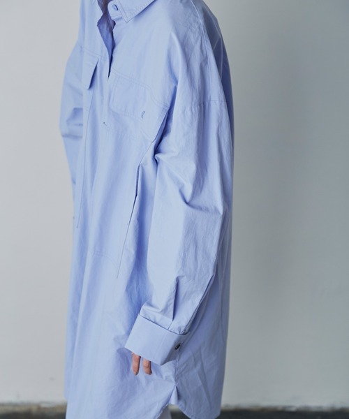 GENE HEAVENS（ジーンヘブンズ）の「(GENE HEAVENS)バックオープンシャツワンピース（ワンピース・レディース・ブルー/ホワイト・ONE SIZE/FREE）」の8枚目の写真