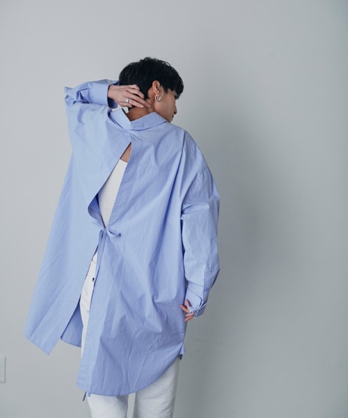 GENE HEAVENS（ジーンヘブンズ）の「(GENE HEAVENS)バックオープンシャツワンピース（ワンピース・レディース・ブルー/ホワイト・ONE SIZE/FREE）」の9枚目の写真