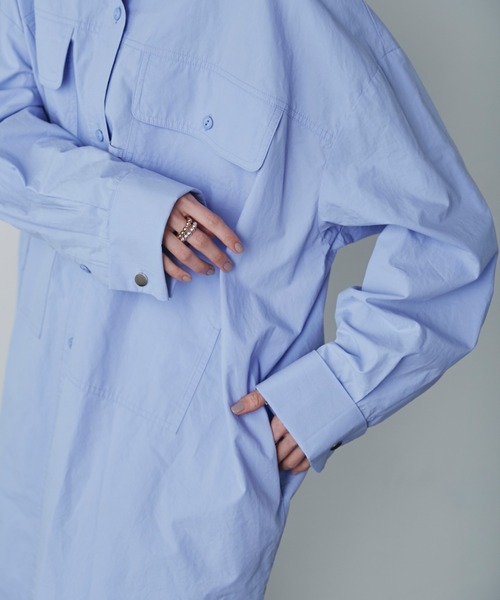 GENE HEAVENS（ジーンヘブンズ）の「(GENE HEAVENS)バックオープンシャツワンピース（ワンピース・レディース・ブルー/ホワイト・ONE SIZE/FREE）」の11枚目の写真