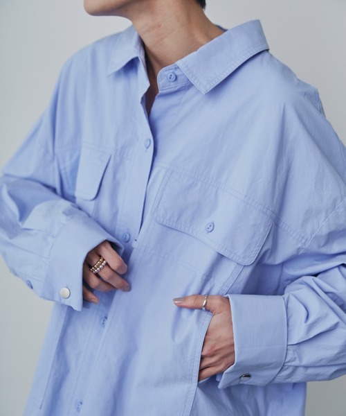 GENE HEAVENS（ジーンヘブンズ）の「(GENE HEAVENS)バックオープンシャツワンピース（ワンピース・レディース・ブルー/ホワイト・ONE SIZE/FREE）」の12枚目の写真