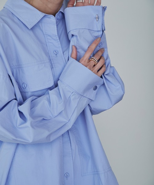 GENE HEAVENS（ジーンヘブンズ）の「(GENE HEAVENS)バックオープンシャツワンピース（ワンピース・レディース・ブルー/ホワイト・ONE SIZE/FREE）」の13枚目の写真