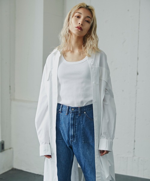 GENE HEAVENS（ジーンヘブンズ）の「(GENE HEAVENS)バックオープンシャツワンピース（ワンピース・レディース・ブルー/ホワイト・ONE SIZE/FREE）」の19枚目の写真