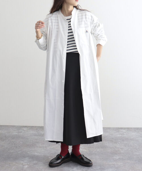 GEVACO（ゲバコ）の「【GEVACO/ゲバコ】タイプライターバンドカラーL/Sワンピース（シャツワンピース・レディース・オフホワイト/ブラック系その他/グリーン系その他/ネイビー/ブルー系その他・38）」の8枚目の写真