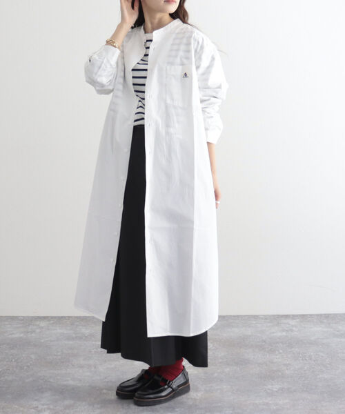 GEVACO（ゲバコ）の「【GEVACO/ゲバコ】タイプライターバンドカラーL/Sワンピース（シャツワンピース・レディース・オフホワイト/ブラック系その他/グリーン系その他/ネイビー/ブルー系その他・38）」の9枚目の写真