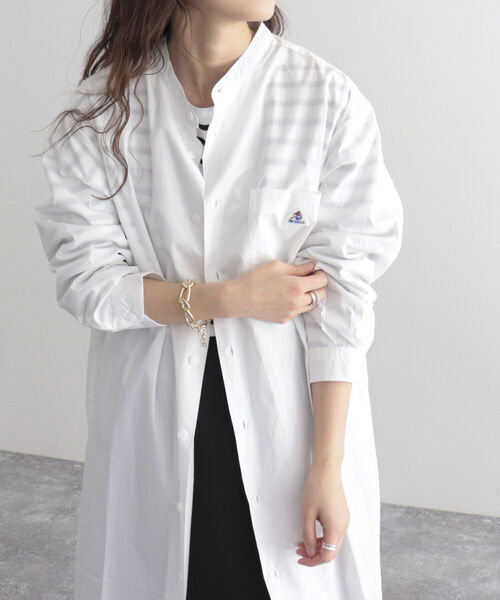 GEVACO（ゲバコ）の「【GEVACO/ゲバコ】タイプライターバンドカラーL/Sワンピース（シャツワンピース・レディース・オフホワイト/ブラック系その他/グリーン系その他/ネイビー/ブルー系その他・38）」の10枚目の写真