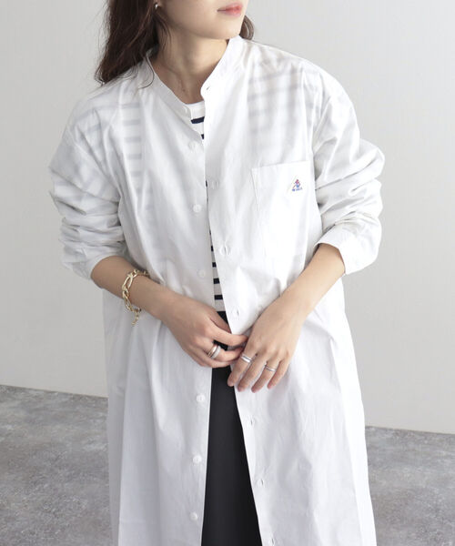 GEVACO（ゲバコ）の「【GEVACO/ゲバコ】タイプライターバンドカラーL/Sワンピース（シャツワンピース・レディース・オフホワイト/ブラック系その他/グリーン系その他/ネイビー/ブルー系その他・38）」の12枚目の写真