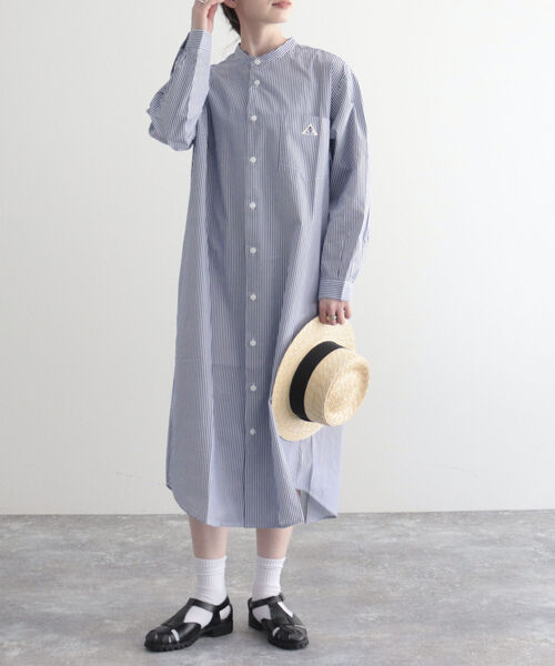 GEVACO（ゲバコ）の「【GEVACO/ゲバコ】タイプライターバンドカラーL/Sワンピース（シャツワンピース・レディース・オフホワイト/ブラック系その他/グリーン系その他/ネイビー/ブルー系その他・38）」の14枚目の写真