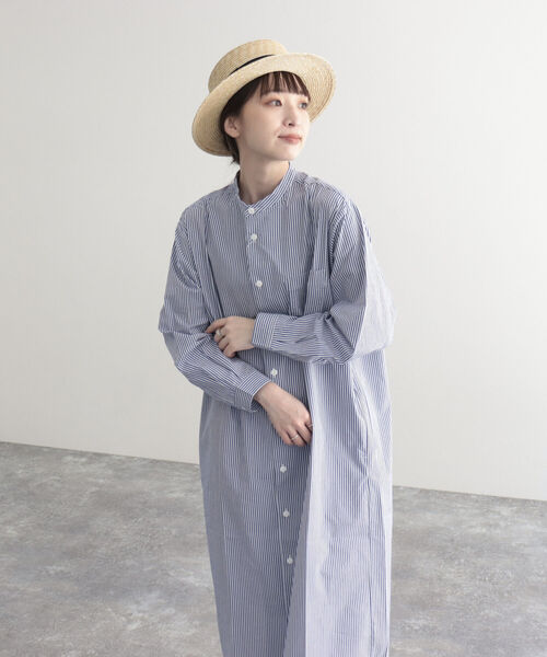 GEVACO（ゲバコ）の「【GEVACO/ゲバコ】タイプライターバンドカラーL/Sワンピース（シャツワンピース・レディース・オフホワイト/ブラック系その他/グリーン系その他/ネイビー/ブルー系その他・38）」の17枚目の写真