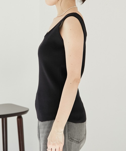 COLLAGE GALLARDAGALANTE（コラージュガリャルダガランテ）の「ニットタンク（タンクトップ・レディース・ブラック/ホワイト・FREE）」の21枚目の写真