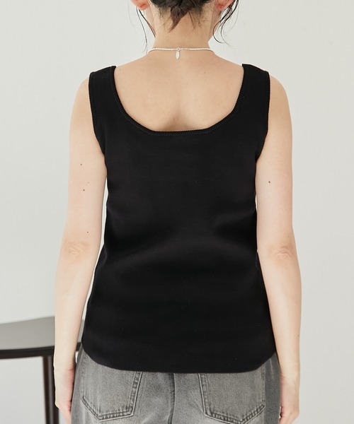 COLLAGE GALLARDAGALANTE（コラージュガリャルダガランテ）の「ニットタンク（タンクトップ・レディース・ブラック/ホワイト・FREE）」の22枚目の写真