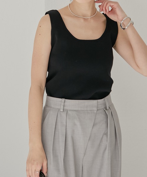 COLLAGE GALLARDAGALANTE（コラージュガリャルダガランテ）の「ニットタンク（タンクトップ・レディース・ブラック/ホワイト・FREE）」の11枚目の写真