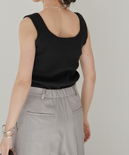 COLLAGE GALLARDAGALANTE（コラージュガリャルダガランテ）の「ニットタンク（タンクトップ・レディース・ブラック/ホワイト・FREE）」の13枚目の写真