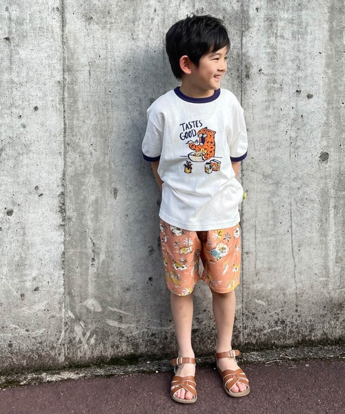 MAKE YOUR DAY（メイクユアデイ）の「ヒョウの朝ごはんリンガー半袖Tシャツ■80～140cm（Tシャツ/カットソー・キッズ・グリーン/ネイビー・80/90/100/110/120/130/140）」の17枚目の写真