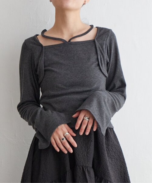 VENCEEXCHANGE(ヴァンスエクスチェンジ)の「リブボレロ風トップス(Tシャツ/カットソー・レディース・ブラック/ホワイト/チャコールグレー・M)」の3枚目の写真