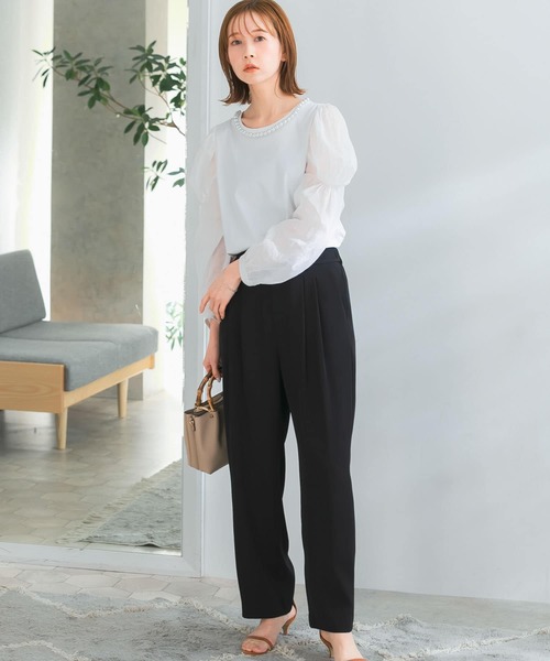 URBAN RESEARCH ROSSO（アーバンリサーチロッソ）の「イージーセミワイドツータックスラックス（その他パンツ・レディース・ブラック/オフホワイト/グリーン・FREE）」の13枚目の写真