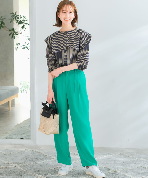 URBAN RESEARCH ROSSO（アーバンリサーチロッソ）の「イージーセミワイドツータックスラックス（その他パンツ・レディース・ブラック/オフホワイト/グリーン・FREE）」の19枚目の写真