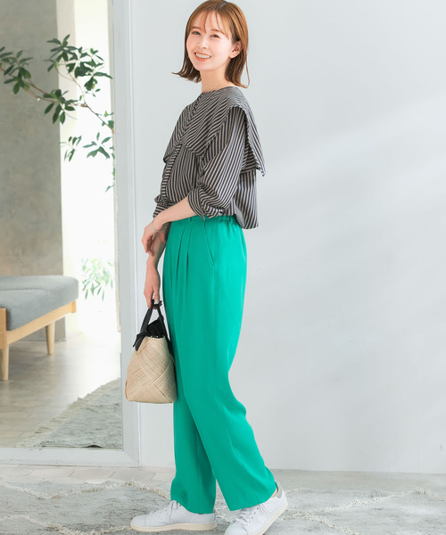 URBAN RESEARCH ROSSO（アーバンリサーチロッソ）の「イージーセミワイドツータックスラックス（その他パンツ・レディース・ブラック/オフホワイト/グリーン・FREE）」の20枚目の写真